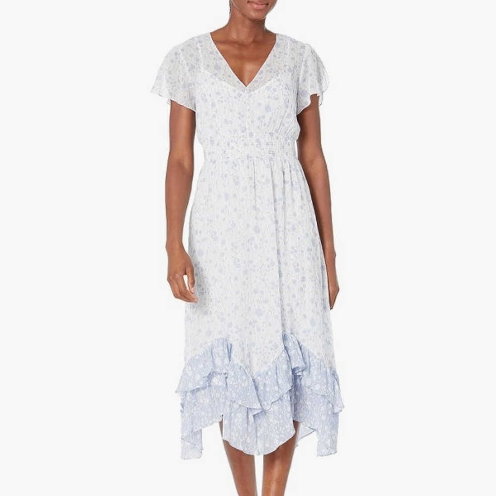 Club Monaco Ruffle Midi Dress